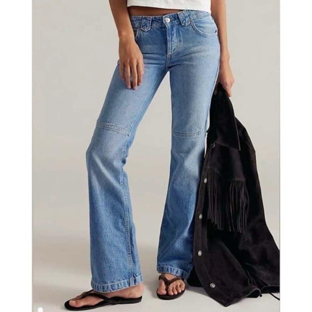 We The Free Free People Women's 29 Blue Denim Flora Low-Rise Bootcut Y2k Jeans